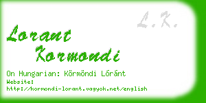 lorant kormondi business card